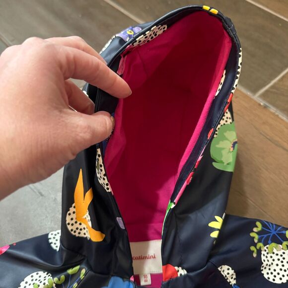 Catimini Girl's Blue Floral Print Rain Zip Up Hooded Jacket Coat 18M - Picture 6 of 10